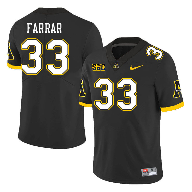 Men #33 Derrell Farrar Appalachian State Mountaineers College Football Jerseys Stitched Sale-Black